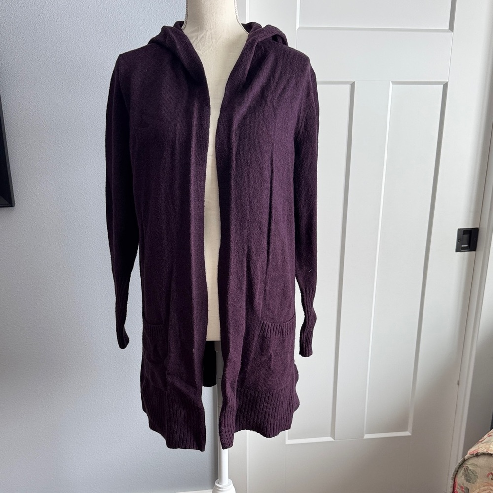 GAP Women's Dark Purple Hooded Cardigan